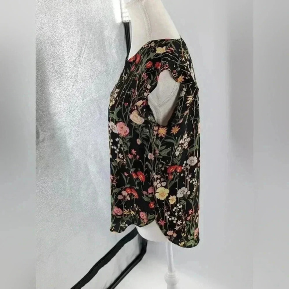 Loft Women's Black Sleeveless Summertime Floral V Neck Shear Top Size XS - Picture 3 of 10